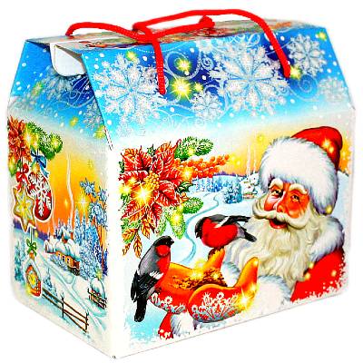 Сладкий новогодний подарок в картонной упаковке весом 1000 грамм 