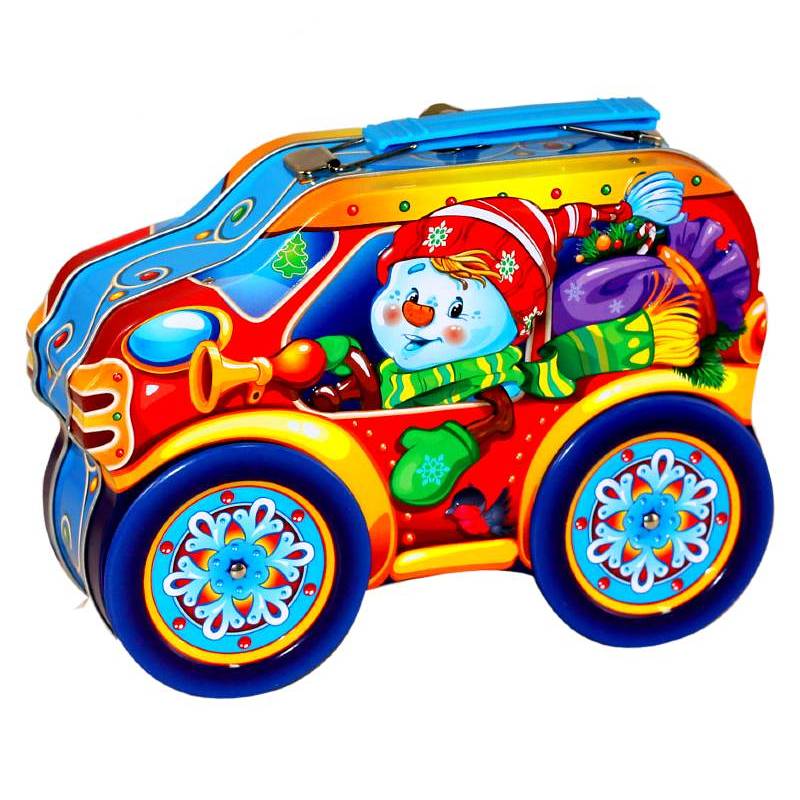 Сладкий новогодний подарок в жестяной упаковке весом 600 грамм